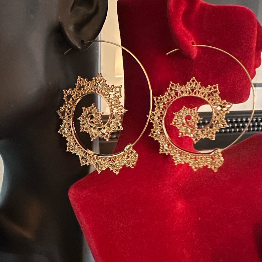 Gold Spiral Hoop Earrings